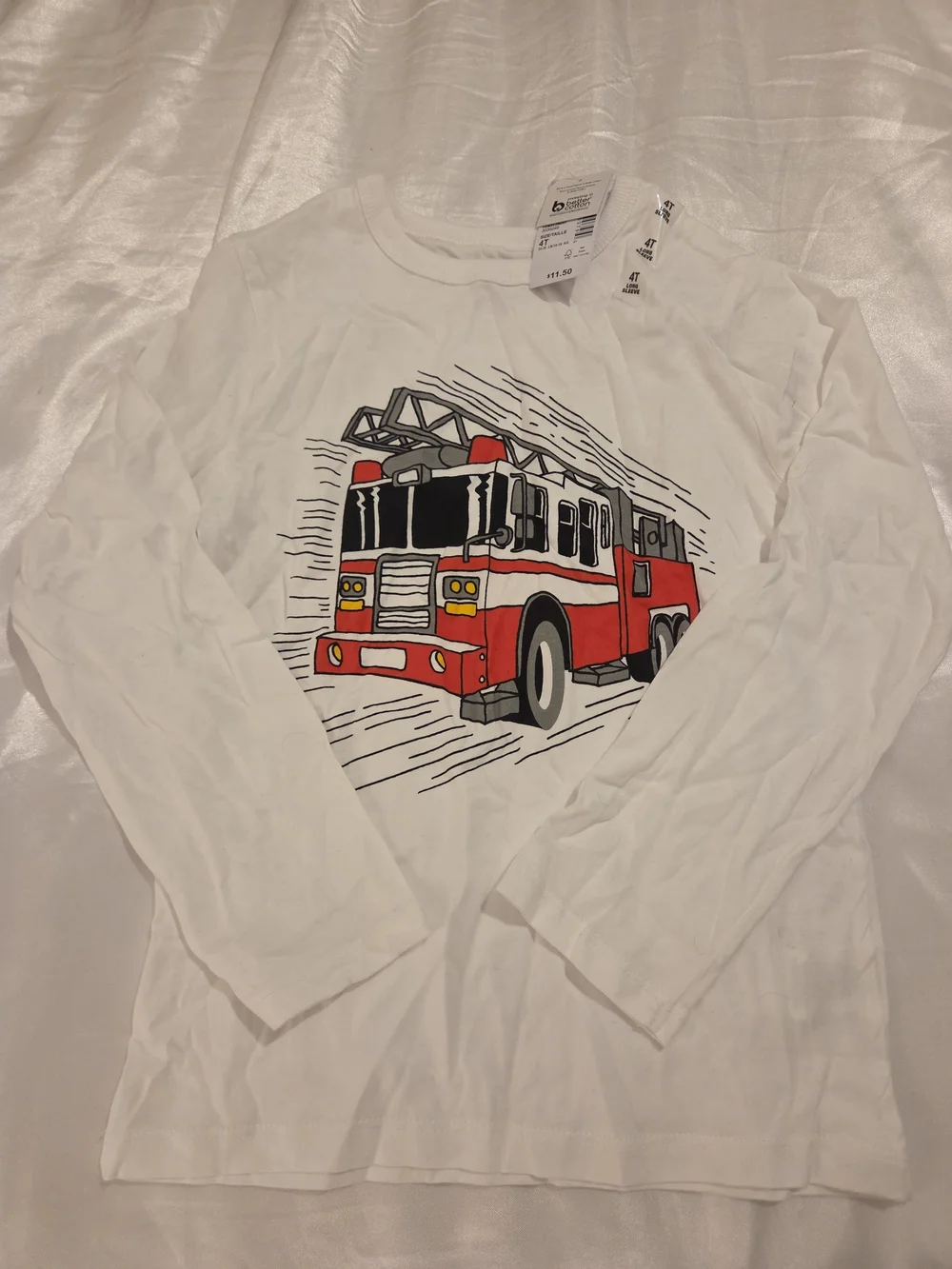 The Children's Place Boys 4T Fire Truck Long Sleeve Graphic Shirt NWT